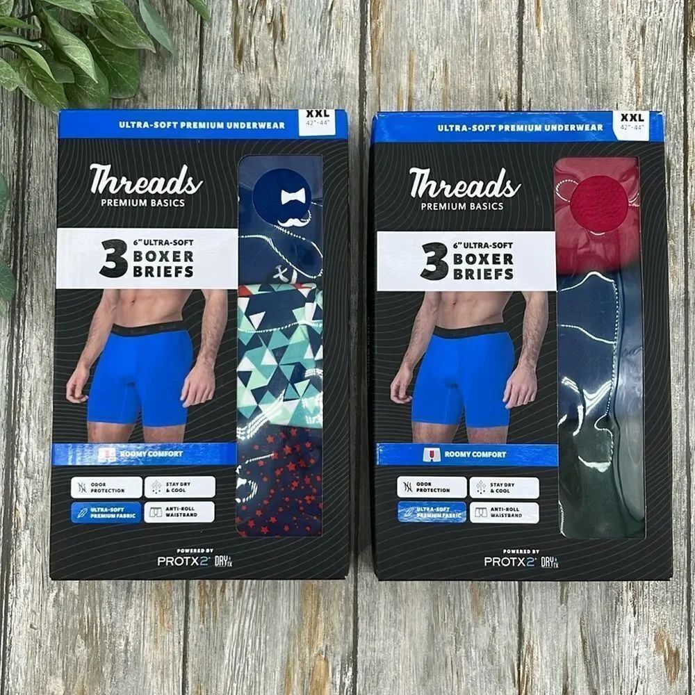 Underwear Ultra-Soft Premium Boxer Briefs Moisture Wicking Anti-Odor 2, 3-Pks 2X